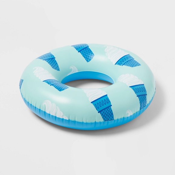 Anneau Cornet de Crème Glacée 31 Pouces Flotteurs d'Eau et Gonflables Bleu Pâle/bleu Foncé - Sun Squad