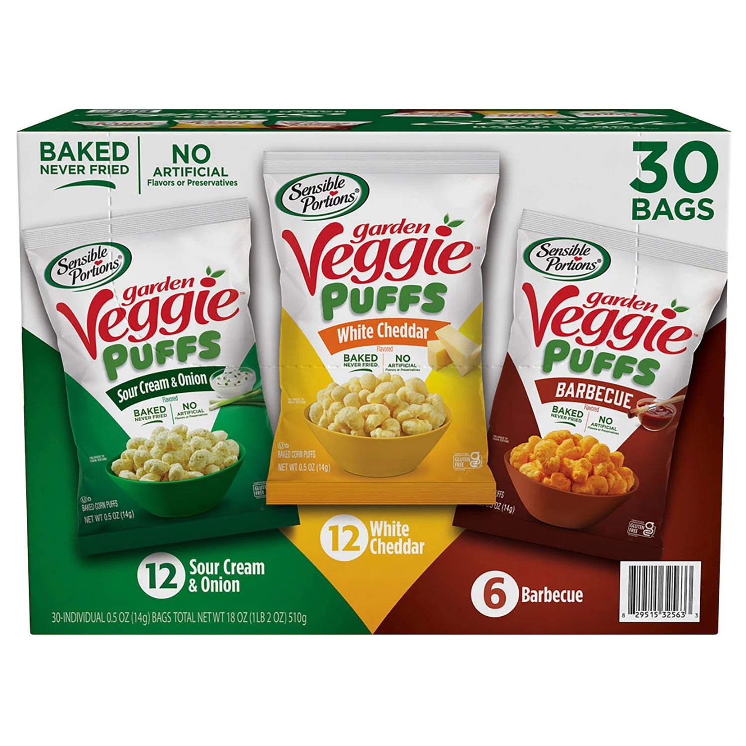 Sensible Portions Garden Veggie Puffs Variety Pack, 0.5 Ounce (Pack of 30)