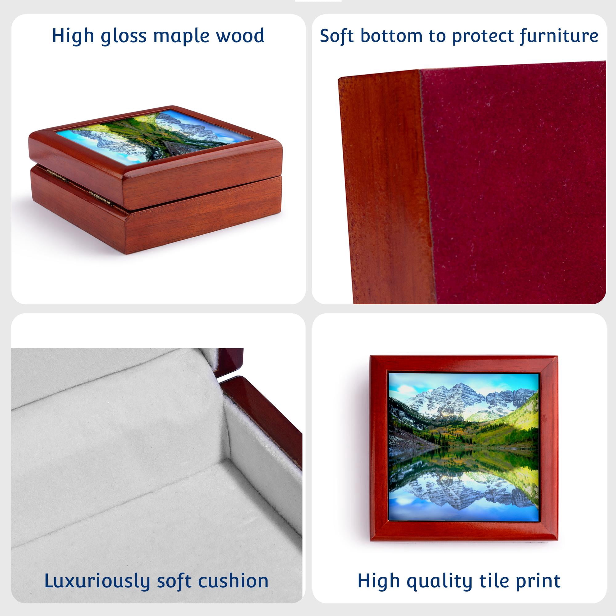 3dRose, USA, Colorado. Rocky Mountains, Maroon Bells reflect in Maroon Lake., Jewelry Box 5.5x5.5 inch with 4 inch tile