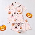 thumbnail image 4 of Summer Sales Womens Pajama Sets Satin Funny Pumpkin Print Fall Matching Loungewear Halloween Pajama Sets for Women 2 Piece, 4 of 7