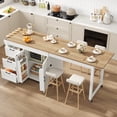 thumbnail image 6 of ChVans Extendable Rolling Kitchen Island Cart 47.1" to 89.6", Farmhouse Mobile Kitchen Island with Storage, 3 Drawers, Barn Doors & Side Spice Rack, Wheeled Kitchen Prep Table for Dining Room, 6 of 8