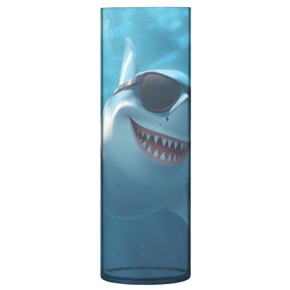 Haosy Plastic Flower Vase 11.8 inch Tall Clear Cylindrical Vases for Centerpieces Home Wedding Decor Shark with Sunglasses