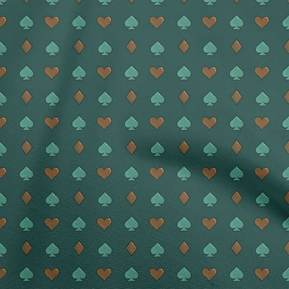 oneOone Polyester Spandex Teal Green Fabric Poker Card Sewing Fabric By The Yard Printed Diy Clothing Sewing Supplies 56 Inch Wide