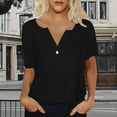 thumbnail image 6 of Bovemsi Women's Short Sleeved T Shirt V Neck Top Fashionable Casual Short Sleeved Shirt, Black Women's Summer Short Sleeve T-Shirts, M, 6 of 8