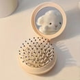 thumbnail image 1 of 1PC Apricot Color Mini Cute Comb & Mirror Set,Round Portable Air Cushion Massage Comb with Foldable Pocket Mirror,Compact Hair Styling Tool for Women & Girls.,Apricot, 1 of 8