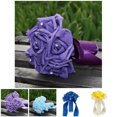 thumbnail image 2 of MesaSe Six Heads Foam Roses Silk Ribbon Bouquet Handmade Rhinestone Diamante Bridal Bridesmaid Brooch Wedding Decor  Royal Blue, 2 of 6