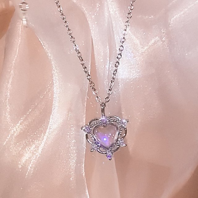 Dulce Rosa Circonio Colgante Collar Arco Ala Mariposa Corazón Clave Cadena De Plata Gargantilla Para Las Mujeres Accesorios De Joyería