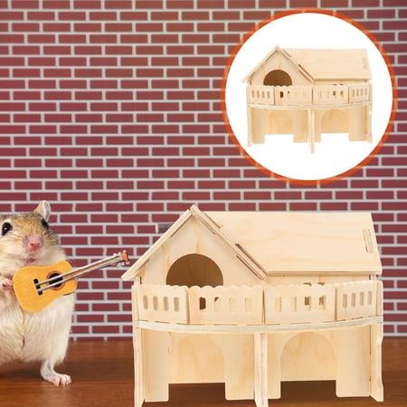 USHOBE Small Animal Hut Habitats for Hamster Wooden Hideout 1Set