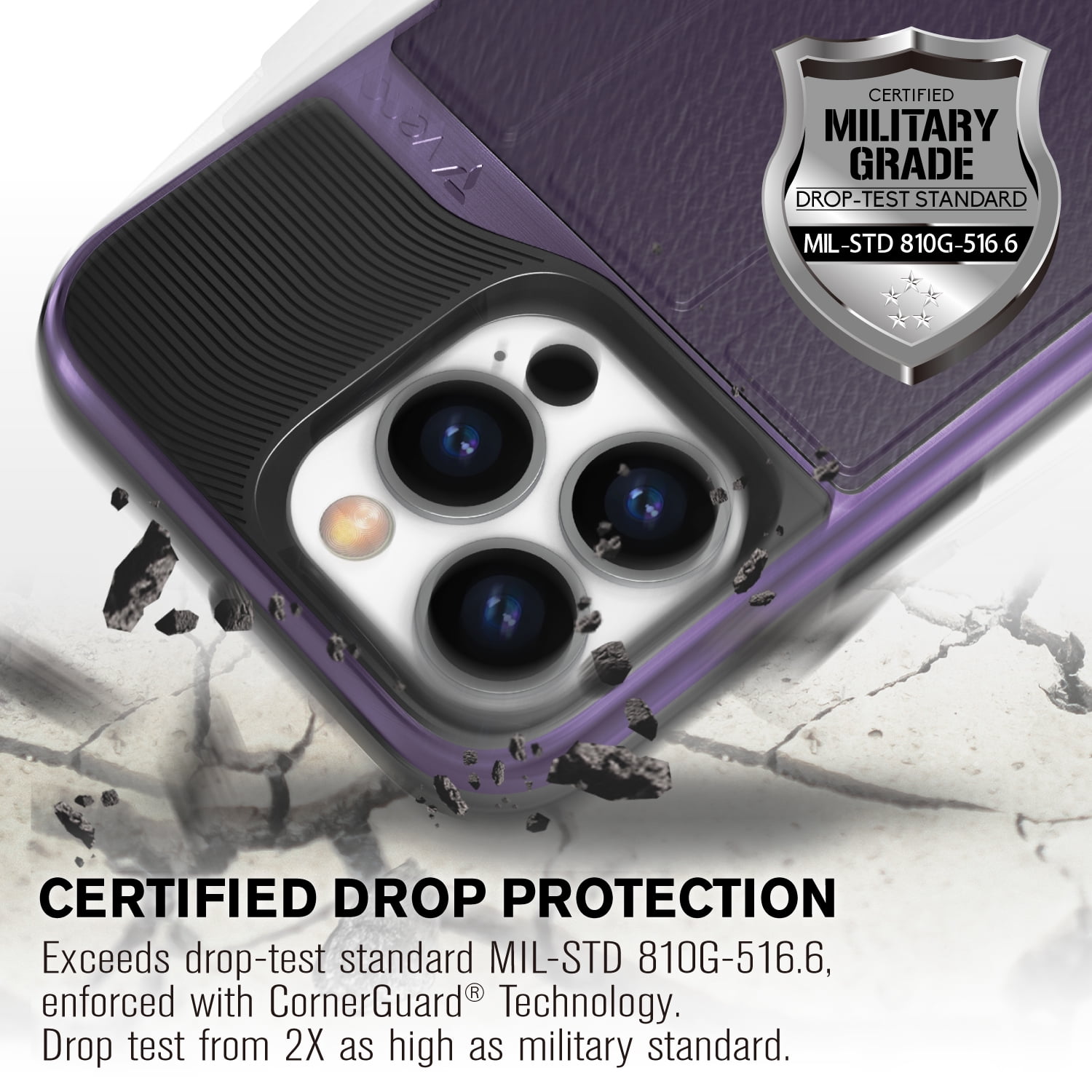 VENA vCommute Wallet Case Compatible with Apple iPhone 15 Pro (6.1"), (Military Grade Drop Protection) Flip Leather Cover Card Slot Holder with Kickstand - Deep Purple / Black