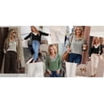thumbnail image 6 of Shine Up Patchwork Sweatshirts for Women V Neck Long Sleeve Shirts Casual Pullover Tops, 6 of 8