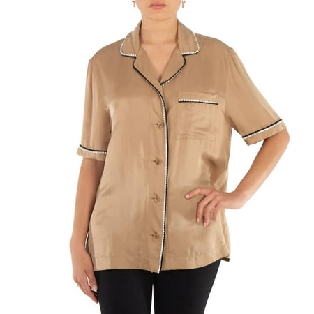 Burberry Camel Tierney Bowling Pajama Shirt Brand Size 10 (US Size 8)