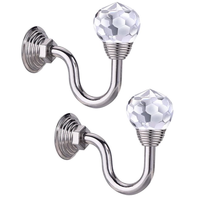 Cortina Ganchos Montados En La Pared Colgador De Pared A La Moda Accesorios Para Cortinas Con Cabeza De Cristal Gran Capacidad De Carga Guardurnaity HA041114-01
