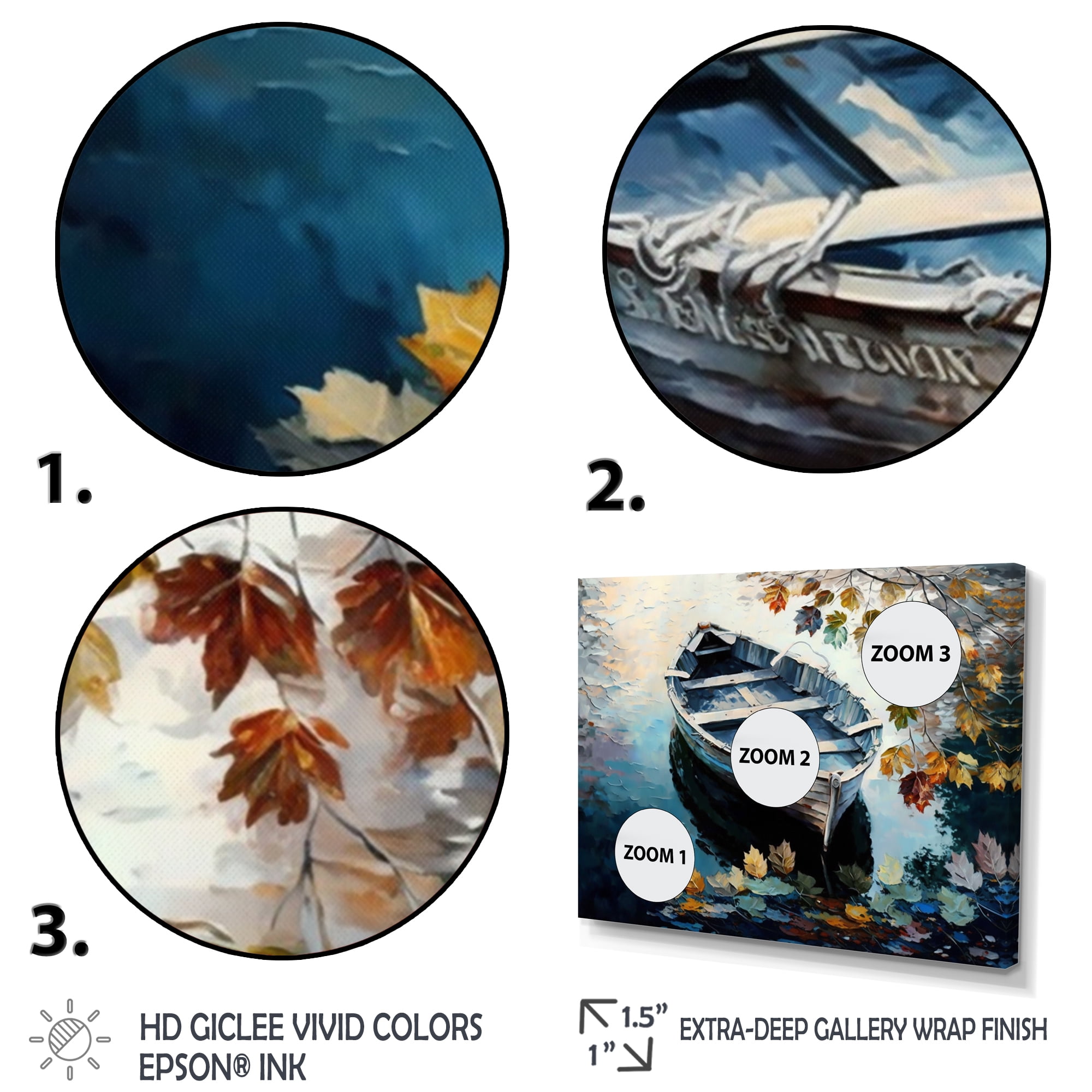 Designart Canoe On A Lake In Fall IV Canvas Wall Art