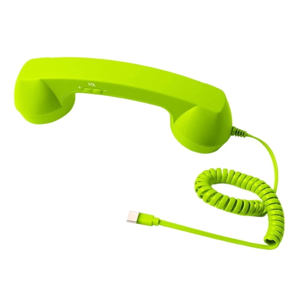 Auricular de teléfono retro, receptor de teléfono para teléfono móvil, todos los smartphones, reuniones verde
