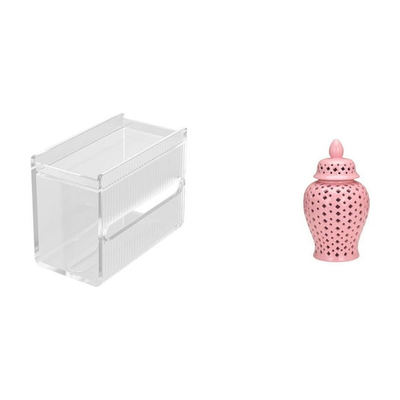 Dispensador de pañuelos de acrílica moderna, jarrón de pared con tapa para arreglos florales y decoración de fiestas