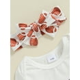 thumbnail image 6 of FEORJGP Toddler Baby Girls 3Pcs Spring Fall Outfits 0 3M 6M 12M 18M Infant Long Sleeve Rompers Crew Neck Jumpsuits Letter Print Bodysuits + Football Phion Casual Cute Comfy Clothes for Daily, 6 of 9