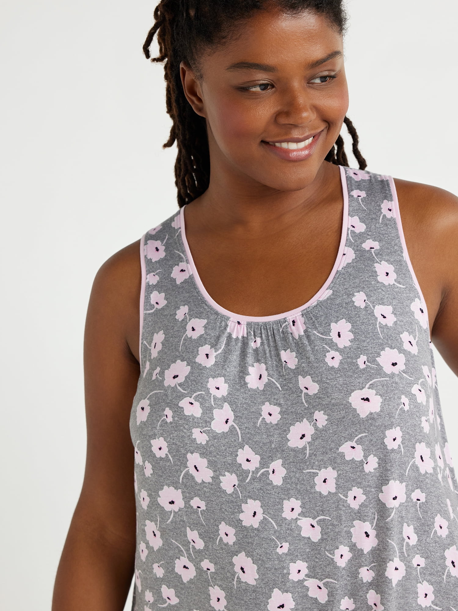 Joyspun Women's Sleeveless Knit Midi Chemise, Sizes S to 4X