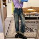 thumbnail image 2 of Pantalones vaqueros de estilo coreano para mujer, Jeans de nicho con piernas anchas, pantalones largos de cintura alta, moda urbana informal, nuevo, 2 of 5