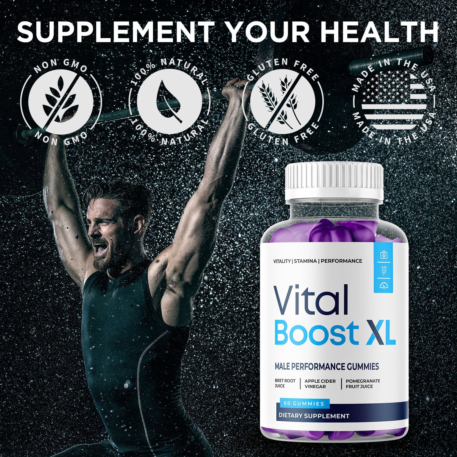 Vital Boost XL Gummies Advanced Formula All Natural Vitamin Supplement 180 Gummies