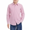 thumbnail image 2 of Boys Long Sleeve Oxford Button Down Shirt Striped Collar School Uniform Formal Dress Shirts Classic Regular Fit Preppy Tops, 2 of 5