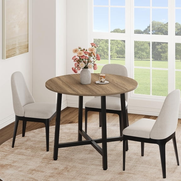 31.5 Inch Round Dining Table, Natural Oak, No Chairs