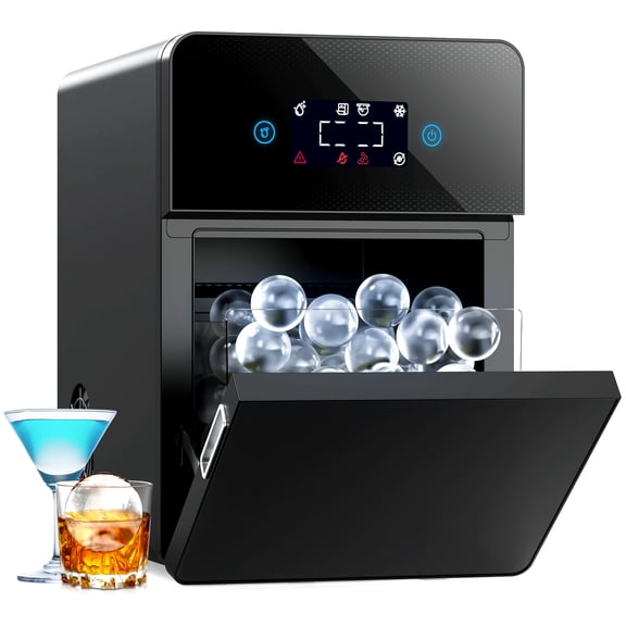 Ecozy Chillio 2" Clear Ice Ball Maker, Makes 4 Crystal-Clear Ice Spheres in 40 Mins, 144/Day, Auto Water Refill, Self-Cleaning, Enhanced Insulation