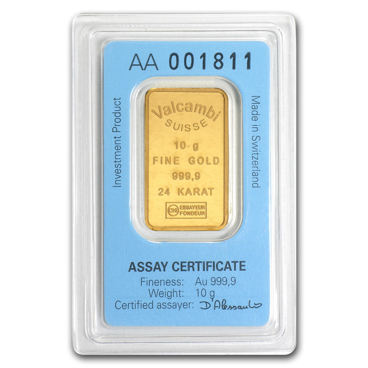 10 gram Gold Bar - Brand Name (w/Assay Card)