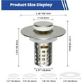 thumbnail image 6 of Neighborly NookUpgraded 3 in1 Bathroom Sink Stopper 2PCS Universal Pop Up Sink Drain Strainer,with Removable Stainless Steel Filter Basket Hair Catcher,for 1.1''~2.36'' Sink Basin Hole,Brushed Nickel, 6 of 12
