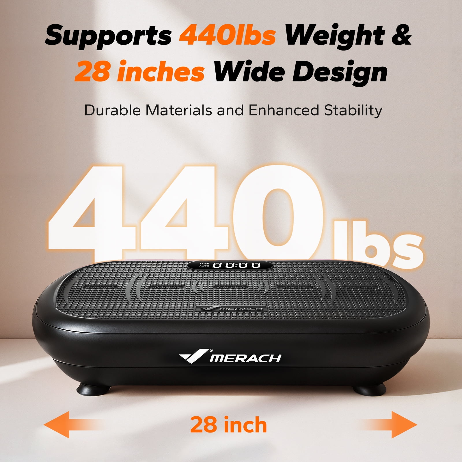 MERACH Vibrating Board - 440 lbs Support, Enhanced Motor, Bluetooth Sync, Full Body Fatburning, Home Gym Equipment