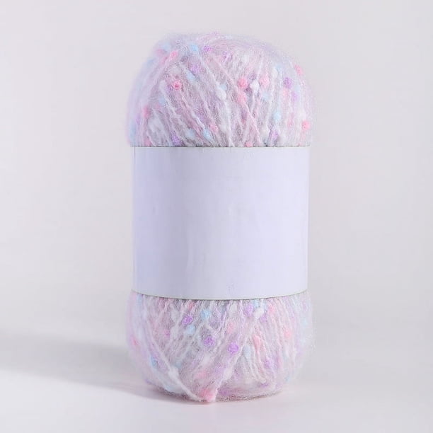 Nvzi 50 g/rollo de hilos de mohair con puntos de colores, hilo suave para hacer tú mismo, tejido a mano, para hacer bufandas, chales y manualidades, J