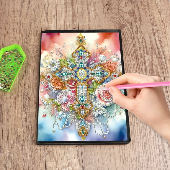 Diamond Painting Kit Notebook, Bouquet of Crosses DIY Art Craft Kit, A5 Perfect Creative Gift, Diamond Rhinestone Decoration Ideal for Painting, Writing, Notebooking