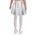 thumbnail image 4 of Xnihocha Ballet Dance Skater Skirt for Kids Girls Glossy Metallic High Waist Skorts Latin Jazz Dance Skirt Silver L, 4 of 7