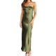 thumbnail image 1 of Vestido largo Realtix de seda satinada sin espalda para mujer, 1 of 4