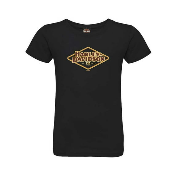 Harley-Davidson Little Girls' 120th Anniversary Short Sleeve Tee - Black (4/5), Harley Davidson