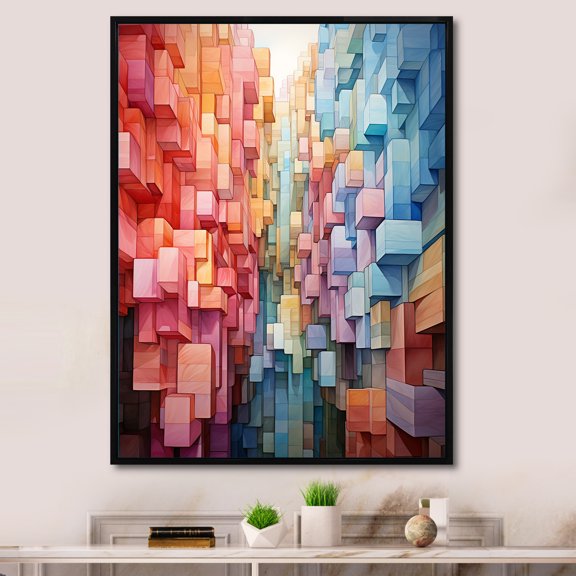 Designart "Shifting Perspectives Opt Art wall decor I" Abstract Floater Framed Wall Art Print