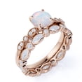 thumbnail image 4 of JeenMata 1.50 ct Real Round Blue Opal and Moissanite Engagement Ring Set in 18K Rose Gold over Silver, 4 of 7