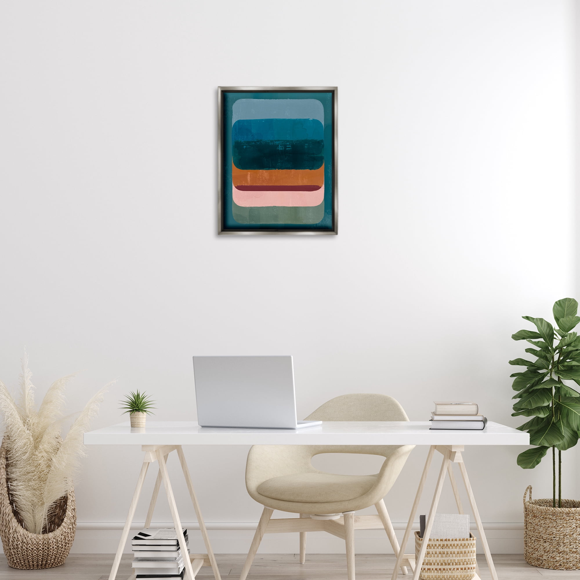 Stupell Industries Southwestern Inspired Pattern Abstract Painting Gray Floater Framed Canvas Art Print Wall Art, 17 x 21