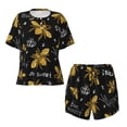 thumbnail image 2 of Yiaed Hohey Bee Golden Embroidery Print Short Sleeve Pajama Sets for Women Casual Crew Neck 2 Piece Lounge Sets Women's Short-Sleeved Pajama-XX-Large, 2 of 5