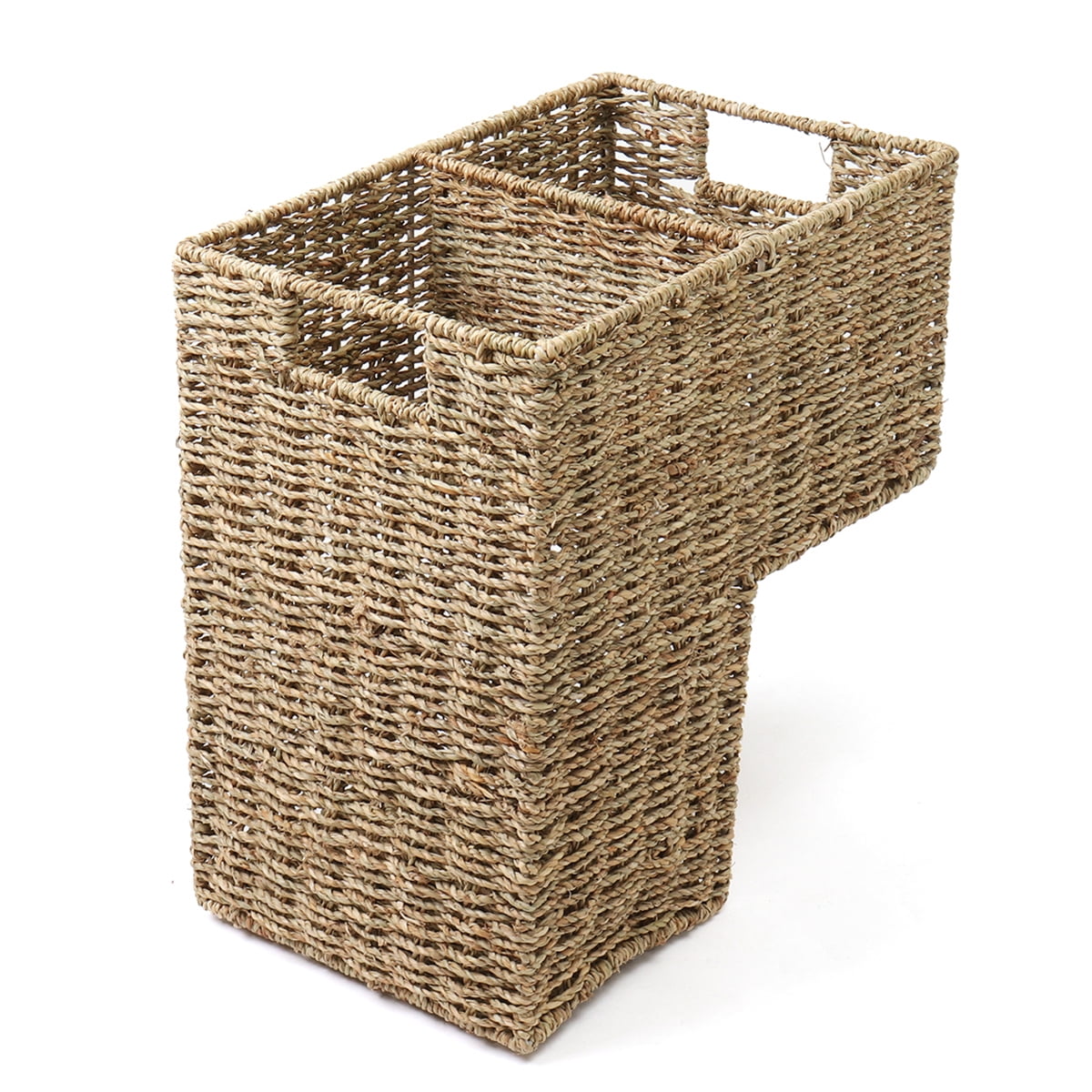 40 x 20 x 42CM 2 Compartments Household Wicker Handwoven Stair Step