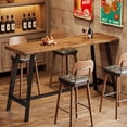 thumbnail image 3 of Tribesigns 55.12" Solid Wood Bar Table, Counter Height Pub Table with Metal Frame, Industrial Home Bar Unit for Kitchen/Basement, Brown & Black, 3 of 8