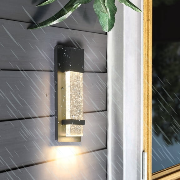 14 inch Height LED12W Crystal Wall Sconce Outdoor Waterproof IP65 Black Dimmable