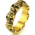 thumbnail image 1 of ORUYROP Can Engrave Men Skull Rings, Stainless Steel Statement Biker Rings, Gold Plated/Black-Send Gift Box, 1 of 7