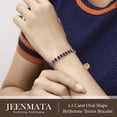 thumbnail image 5 of JeenMata 5.5 Carat Black Cubic Zirconia - Oval Cut Birthstone Tennis Bracelet Eternity Design - White Gold Plating, Female, Adult, 5 of 9