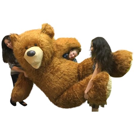 American Made 9 Foot Soft Giant Teddy Bear 108 Inches Honey Brown Long Fur Made in USA