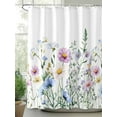 thumbnail image 2 of Shower Curtain Wildflowers Shower Curtains for Bathroom, Waterproof Polyester Shower Curtain Set with Hooks, Extra Long 72" x 84" Purple Blue Flower Leaf, 2 of 6