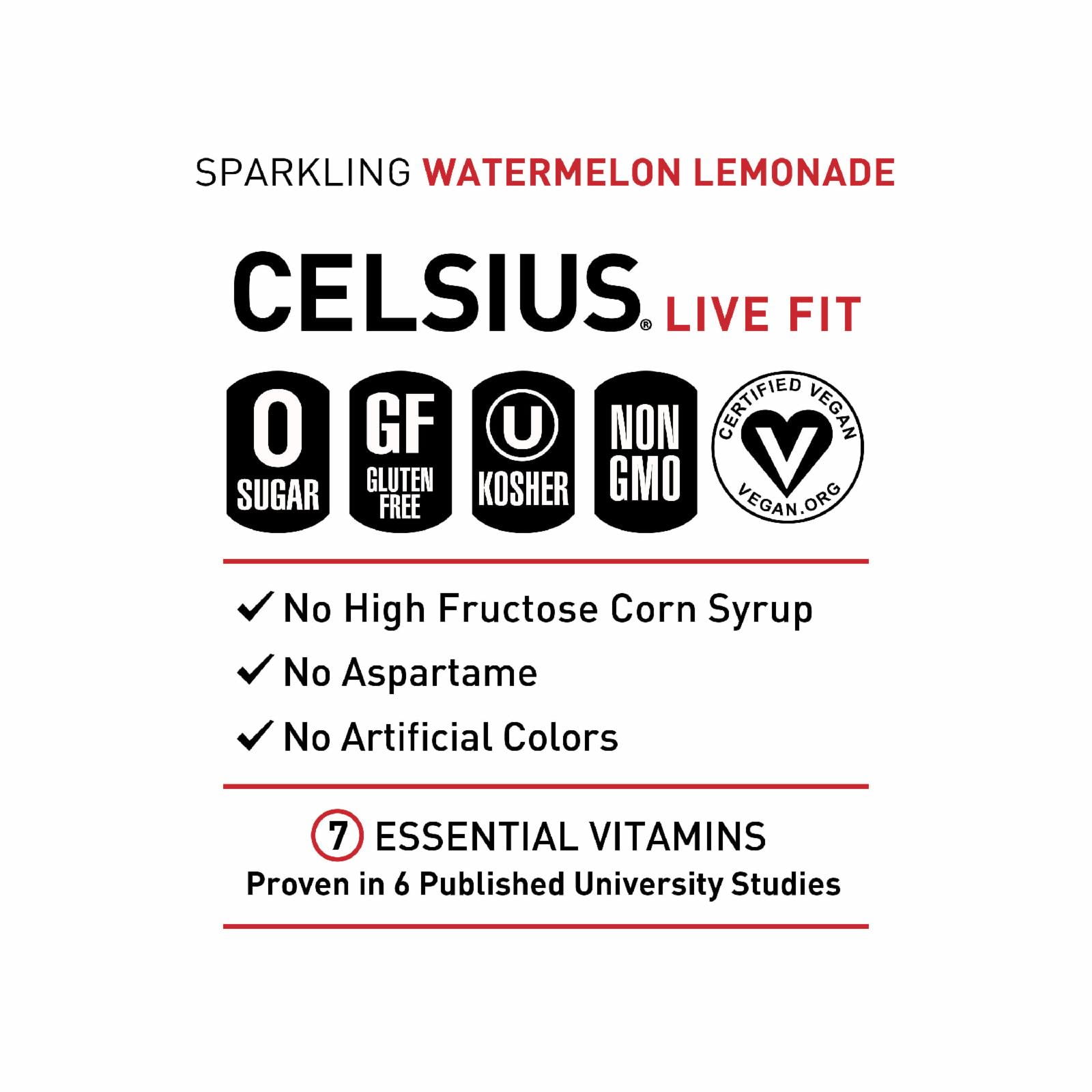 (5 pack) CELSIUS Sparkling Watermelon Lemonade, Functional Energy Drink 12 fl oz Single Can