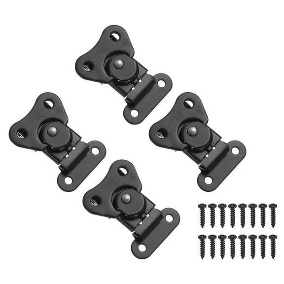 1.97x1.5" Spring Loaded Butterfly Twist Latch, 4Pcs Steel Twist Latch & Keeper Black