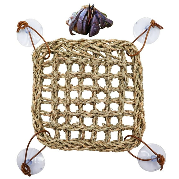 Hermit Crab Climbing Toys, Hermit Crab Hammock Natural Seagrass Fibers Hammock Small Reptile Climbing Toys Tank Accessories (7.1 x 7.1inch)