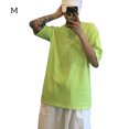 thumbnail image 1 of Camiseta de manga corta para mujer, cuello redondo, color sólido, informal, verde claro, M Inevent AP001185-33B, 1 of 7