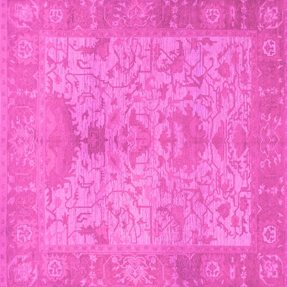 Ahgly Company Indoor Square Oriental Pink Traditional Area Rugs, 4' Square